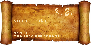 Kirrer Erika névjegykártya